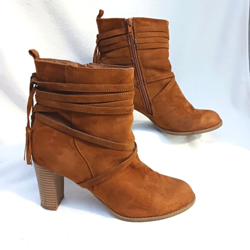 Ankle Boots‎ Bohemian Tassels Brown Vegan Suede by Report Sz 9.5